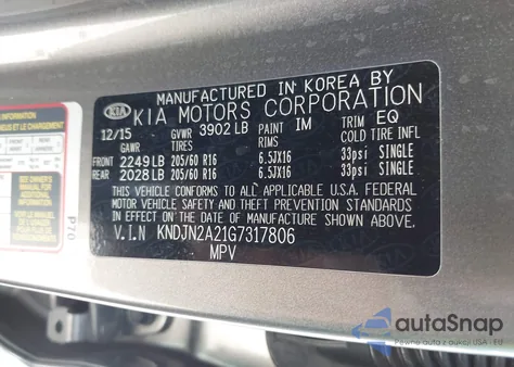 2016 Kia Soul from USA, damaged, VIN KNDJN2A21G7317806